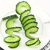 abordables Barbacoa y cocina al aire libre-Juego de 6 cortadores de patatas en espiral tipo tornado, cortadores de patatas manuales multifuncionales para barbacoa. &amp;Juego de herramientas de plástico para hacer espirales de patatas, aptas para