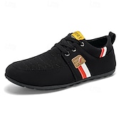 cheap Casual Lace-Up Shoes-Men's Black Faux Leather Sneakers – Fashionable and Comfortable for Casual Outings, Work and Travel