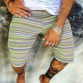cheap Geometric Print-Men's Boho Striped Geometric Pattern Sweat Shorts Beach Shorts Terry Shorts Mid Waist Retro Vintage Daily Streetwear Holiday Drawstring Elastic Waist 3D Print Designer Clothing Apparel