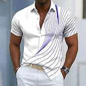  Per uomo Geometrico Linea Camicia Camicia con Bottoni Camicia casual Manica Corta Moda Casual Abbigliamento casual alla moda Vacanza Primavera Autunno Collo ripiegato Stampa 3D camicie con colletto