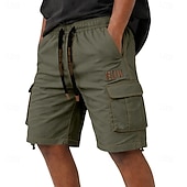 baratos Clássico-Homens Calças de carga Bermuda Cargo Calção Shorts casuais Bordado Bolsos Tecido Conforto Comprimento do joelho Casual Ao ar livre Streetwear Moda Roupa de rua Camuflagem cáqui Camuflagem - Verde