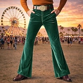 economico Fondi-Retrò Vintage Anni '70 Pantaloni Pantaloni a zampa d'elefante Pantaloni a zampa Hippie Disco Tinta unica Costume Per uomo Halloween Carnevale Feste Abbigliamento Quotidiano Parata dell'Orgoglio Adulti