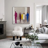 abordables Oil Paintings-Hand Painted firgure Oil Paintings People Walking On The Street Painting 100% Hand Painted Oil Painting On Canvas Classic Wall Art For Living Room Decor