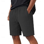 cheap Casual Shorts-Men's Shorts Casual Shorts Jacquard Pocket Plain Textured Comfort Breathable Above Knee Casual Outdoor Beach Vacation Fashion Navy Blue Light Grey Micro-elastic
