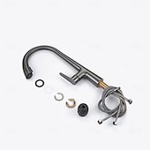 זול ברזים למטבח-ברז כיור מטבח עם מרסס נשלף, ברז מטבח מסחרי בעל ידית אחת בקשת גבוהה