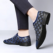 abordables Chaussures Derby-Chaussures décontractées à lacets en similicuir rouge à motifs pour hommes, élégantes et stylées, parfaites pour le travail, les soirées et le quotidien.