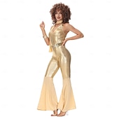 cheap Outfits-Retro Vintage 1970s Waist Belt Jumpsuit Sleeveless Hippie Disco Fancy Dress Women's Halloween Carnival Music Festival Retro Theme Party Adults' Belt Jumpsuit Summer