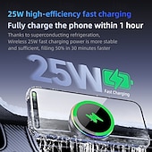 economico Raffreddatori per Telefono-Caricabatterie wireless magnetico da 25 W e sistema di raffreddamento per telefono, radiatore di raffreddamento a semiconduttore TEC con luce RGB, ventola di raffreddamento a ricarica rapida compatibile con iPhone 17/16/15/14/13, MagSafe, Android