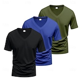 billiga grundläggande t-shirts-Herr T-shirt T-tröja Kortärmad V-hals Sommar Vår Slät Designer Grundläggande Modernt Modernt 3 st Ledigt Semester Gata 8# 9# 4# Topp t-shirt för män