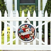 abordables 250e Anniversaire des États-Unis-Plaque de porte en bois patriotique – rouge, blanc &amp;Décoration bleue pour le porche d'entrée à l'occasion du 4 juillet, de la fête nationale américaine et du 250e anniversaire. &amp;Journée du Souvenir,