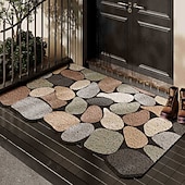 cheap Doormats-PVC loofah bath mat Pebble Stone  Doormat Non Slip Entryway Rug Outdoor Indoor Front Door Mat Washable Low Profile Welcome Mat for Patio Porch Mudroom Farmhouse Decor