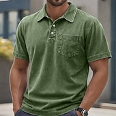 economico Polo classica da uomo-T-shirt da Uomo SoftFade™ 100% Cotone con Effetto Lavaggio Acerbo Maglietta Golf Casual per Vacanze Colletto Polo a Coste Manica Corta Moda Base Piana Vintage Distressed Estate Primavera Vestibilità