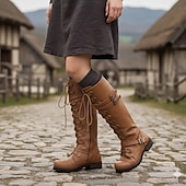 Недорогие Обувь-Средневековый Эпоха возрождения Стимпанк Ботинки Кельтский рыцарь Маскарадный костюм Жен. Хэллоуин Карнавал Выступление РИЖД Рен Фэйр Взрослые Туфли