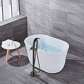 cheap Torneiras de Banheira-360° Rotating Free Standing Tub Faucet,Freestanding Bathtub Faucet With Sprayer,Floor Mount Bathtub Faucet,Tub Fillers With Handheld Shower,Brass Bathroom Faucet Set Grey