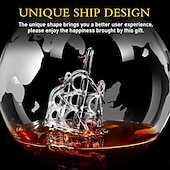 economico Attrezzatura da bar-Set di decanter per whisky da uomo, set di decanter a globo per whisky con 2 bicchieri da whisky a globo incisi per liquori, bourbon, cocktail, vodka, scotch - set di decanter per liquori da 850 ml