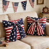 Χαμηλού Κόστους 250η επέτειος-250ή επέτειος των ΗΠΑ, κάλυμμα μαξιλαριού με σχέδιο φιόγκου, αναμνηστική διακόσμηση αυλής 1776-2026 για πατριωτικό εορτασμό, ημιπεντηκονταετία, 4η Ιουλίου, ημέρα ανεξαρτησίας, διακόσμηση καναπέ 2 τεμαχίων ή 4 τεμαχίων