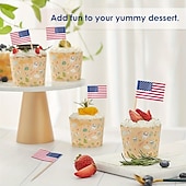 preiswerte U.S. 250. Jahrestag-100 Stück patriotische Zahnstocher aus Holz in Form der amerikanischen Flagge – lebensmittelechte Partyspieße für Desserts &amp;Vorspeisen – Dekorationen zum 4. Juli, Unabhängigkeitstag, 250. Jahrestag,