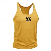economico Canotte da palestra-Per uomo Canotta Gilet Maglietta senza maniche Maglietta per muscoli da palestra Senza Maniche Collo a U Estate Semplice Moda Classico Confortevole Casuale Sportivo Ferie Nero Bianco Giallo Maglietta