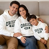 cheap Daily Family Matching-Family Tops Letter Casual Print Red Light Purple Beige Long Sleeve Active Matching Outfits