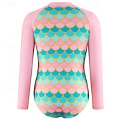 abordables Maillot de bain une pièce-Maillot de bain Enfants Fille Extérieur Graphique Vacances Fermeture éclair Maillots de bain 4 ans et + Été Bleu Rose Claire Rose Claire