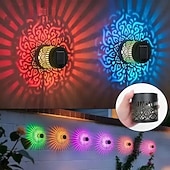 ieftine Aplice de Exterior-1 pachet felinar solar suspendat pentru exterior, felinare decorative metalice de grădină, lumină LED alb cald, impermeabilă, iluminat peisagistic pentru masă, alee, petrecere, curte