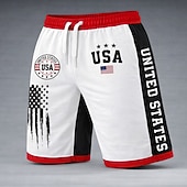 Χαμηλού Κόστους Πατριωτικά 250 Σορτς-Ανδρικά 4η Ιουλίου 250ή επέτειος των ΗΠΑ Αμερικάνικη σημαία Σορτς ιδρώτα Σορτς παραλίας Σορτς Terry Μεσαία Μέση Πατριωτικό Αργίες 3D εκτύπωση Ελαστική μέση με κορδόνι Σχεδιαστής Ρούχα