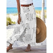  女性用 バケーションスカート ファッション カジュアル マキシ ハイウエスト スカート フラワー レタード プリント 伸縮性なし 日常 ストリート ホワイト イエロー ピンク 夏 ポリエステル