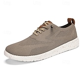 abordables Baskets Décontractées-Baskets décontractées kaki en maille pour homme, à lacets, respirantes, légères et confortables, idéales pour la marche au quotidien, les voyages, les trajets domicile-travail, les loisirs de plein air, les activités du week-end et le sport. Style décontr