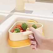 olcso Konyhai eszközök és kütyük-2 db-os tapadókorongos mosogató saroktartó, préselt mosogató szűrőkosár, automatikus ürítésű csepegtetőkosár, csapszivacs tartó, kivehető konyhai mosogató tárolórendszerező