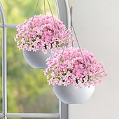 billige Kunstig blomst-6 bunter utendørs kunstige påskeliljeblomster/heldig påskelilje imiterte plastbusker falske planter til dekorasjon/hager, vinduskarmer, verandaer, gårdsplasser, borddekorasjoner