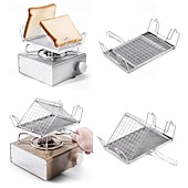 billiga Griller och matlagning utomhus-Hopfällbar brödrostställ i rostfritt stål, bärbar handhållen utomhusgrill, lämplig för picknick och vandring, bakverktyg, avtagbart och lätt att rengöra, perfekt för utomhuscamping