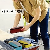 abordables Almacenamiento y organización-5 bolsas de almacenamiento de viaje, organizadores de embalaje coloridos en 3 tamaños (s, m, l), bolsas livianas para ropa, accesorios y organización del hogar.