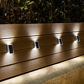 olcso Kültéri falilámpák-2 db kültéri napelemes fali lámpa, IP65 vízálló, 4 LED gyöngy, dekoratív LED lámpák kertbe, udvarra, kerítésre, lépcsőre, lépcsőfokokra, teraszra, gyepre, ösvényvilágításra