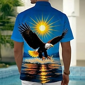 halpa Patriotic 250 Shirts-Men's Sun 4th of July U.S. 250th Anniversary Eagle Shirt Summer Shirt Button Up Shirt Short Sleeve Patriotic Outdoor Holiday Summer Spring Turndown 3D Print Collared Shirts Front One Pocket Blue