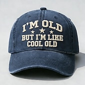 economico I regali-Cappellino da baseball vintage effetto invecchiato ricamato "Sono vecchio ma sono un vecchio figo", divertente cappellino retrò da papà, cappellino vintage in cotone lavato regolabile per uomo e