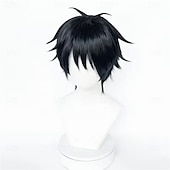 cheap Anime Wigs-Ocean Adventurer Short Black Spiky Anime Wig For Cosplay Party