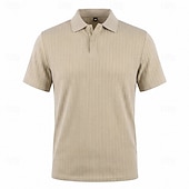 preiswerte Klassisches Poloshirt für Herren-Herren Zopfstrick-Poloshirt Textur Geschäft Urlaub Revers Kurzarm Mode Modern Einfach Knöpfe Atmungsaktiv Sommer Frühling Schwarz Weiß Wein Marineblau Grün Khaki Zopfstrick-Poloshirt