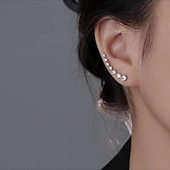 billiga Örhängen-1 par Örhänge For Dam Dagligen Gata Silver Pärlor Diamant