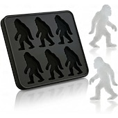 baratos Formas para Bolos-Forma de gelo Pé Grande, formas de gelo Pé Grande, cubo de gelo de silicone Sasquatch com 6 cavidades &amp;Bandeja de picolés para drinks de Halloween com uísque, fácil de desenformar. &amp;Pode ser lavado na