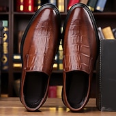 cheap Loafers-Men's Classic Casual Wedding PU Leather Comfortable Slip-on Red Brown Black Summer Spring Fall