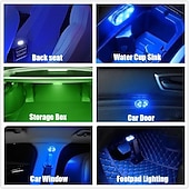 baratos Luzes decorativas-Conjunto de 1 conjunto de luzes LED internas sem fio para carro, luzes coloridas para interior de carro com 6 LEDs brilhantes, luz noturna LED interna portátil recarregável via USB para decoração de carro.
