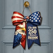 abordables 250e Anniversaire des États-Unis-Panneau en bois commémoratif du 250e anniversaire des États-Unis, décoration de porte patriotique pour la fête de l'indépendance, plaque murale style ferme avec drapeau américain, décoration de porche