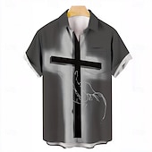 tanie Koszula Vintage-Wielki Piątek Męskie Křížky Jezus Religia Koszula Letnia koszula Zapinana na guziki koszula Krótki rękaw Vintage Retro Święto Codzienne Lato Wiosna Wieczorne Druk 3D koszule z kołnierzykiem Jedna