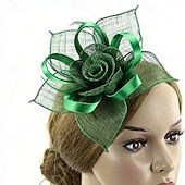 abordables Fascinadores-Fascinators Lino Tejido Boda Cumpleaños Elegante Vintage Estilo lindo Con Pluma Cintas Celada Sombreros