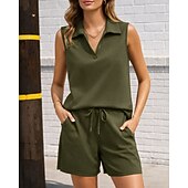 abordables Chándales-Mujer Tracksuit Conjuntos de chándal tipo jersey Pantalones cortos deportivos Correa con bolsillo Color sólido Conjunto de ropa deportiva Verano Primavera Negro Rosa Entrenamiento de gimnasio Correr