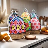 Недорогие Необычные игрушки-Набор из 18 бумажных подарочных пакетов в форме пасхальных яиц, 6 красочных узоров (по 3 каждого), пакетики в форме яиц для сладостей, подарочные пакеты для пасхальной вечеринки для детей, школьные
