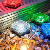 Недорогие Подсветки дорожки и фонарики-2/4 шт. уличных солнечных садовых светильников, водонепроницаемые светильники в виде ледяных кирпичей для двора, ландшафта, ступеней, дорожек, бассейнов, декоративные солнечные светильники для