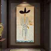 voordelige Cowboys-Met de hand gemaakt Hang-geschilderd olieverfschilderij Handgeschilderde Verticaal Abstract Landschap Modern Zonder Inner Frame (Geen frame)