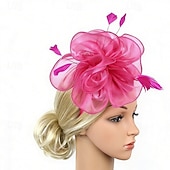 economico Fascinatori-Fascinator Organza Matrimonio Compleanno Elegante Vintage Carino Con Piuma Tulle Copricapo Copricapo
