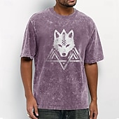  Men's Celtic Knot Tribal Wolf Head Silhouette Acid Wash Vintage Streetwear T Shirt Graphic Short Sleeve Casual Daily Wear Designer Clothing Apparel S M L XL XXL XXXL